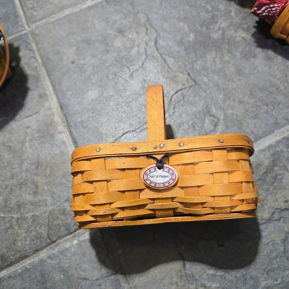 Longaberger Basket Lot 9pc Mixed Sizes Brown Vintage Handwoven Maple Wood Decor